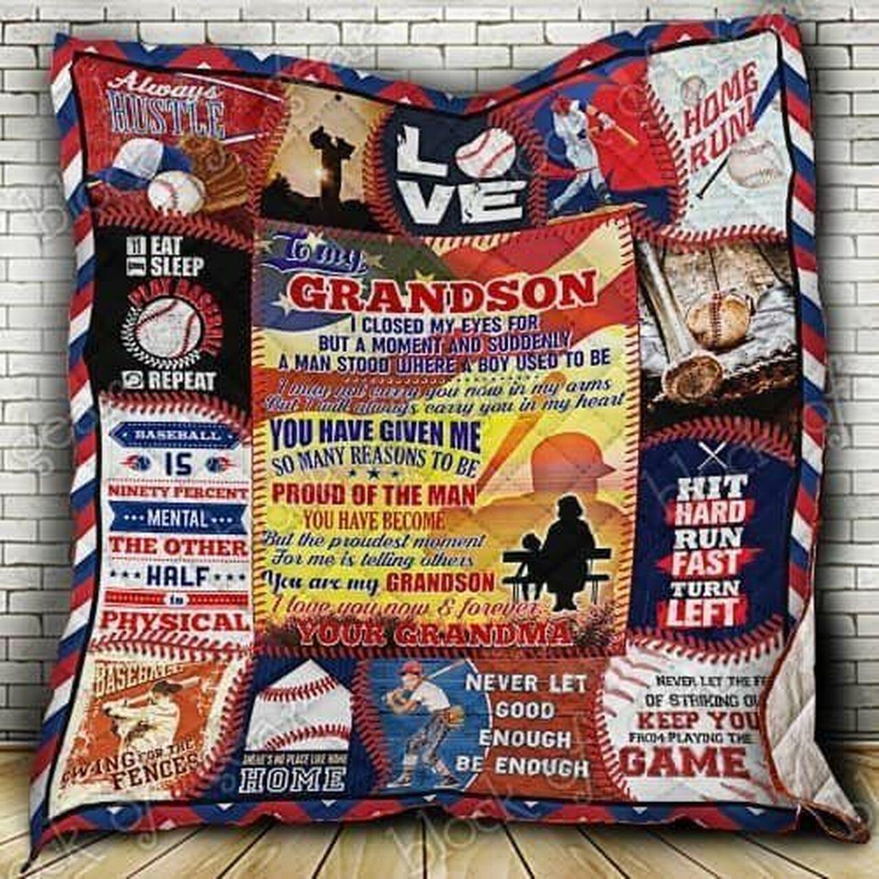 To My Grandson Baseball Cl18100747Mdq Quilt Blanket and Home Decor