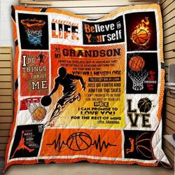 To My Grandson, Basketball Hur Quilt Cysiww and Home Decor