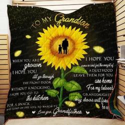 To My Grandson Clh0910100Q Quilt Blanket and Home Decor