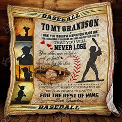 To My Grandson, Just Plays Baseball Hur Quilt lh and Home Decor
