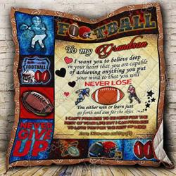 To My Grandson Keep Plays Football Hur Quilt rw and Home Decor