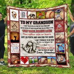 To My Grandson  Quilt Blanket and Home Decor