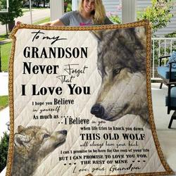 To My Grandson Quilt Blanket and Home Decor