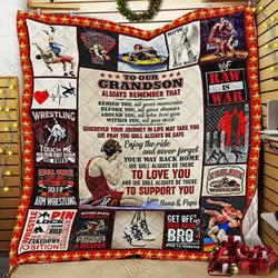 To My Grandson Wrestling Jk Quilt Rj and Home Decor