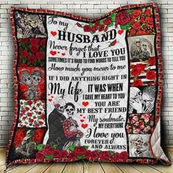 To My Husband Skull Couple Style Cl18100754Mdq Quilt Blanket and Home Decor