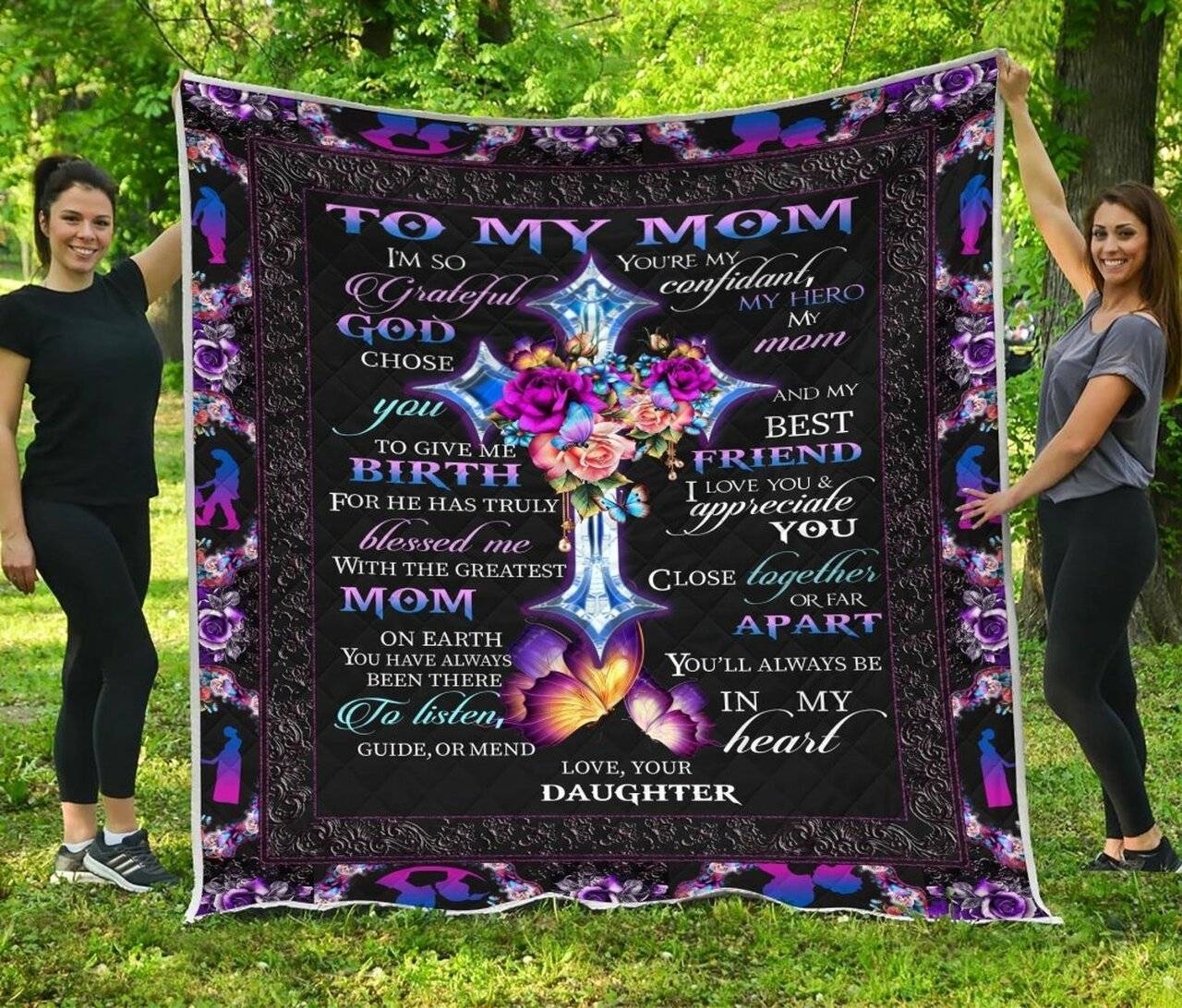 To My Mom God Blessed Me Quilt and Home Decor