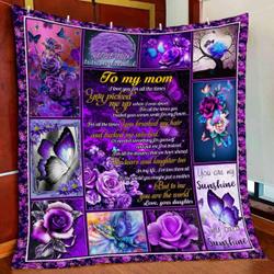 To My Mom, Love Daughter Quilt Blanket and Home Decor