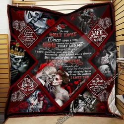 To My Only Love, Skull Couple Quilt Blanket and Home Decor