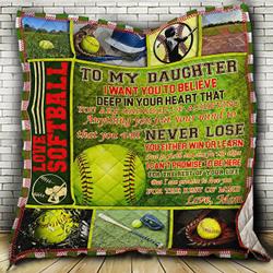 To My Softball Daughter Quilt Hn050803  Quilt and Home Decor