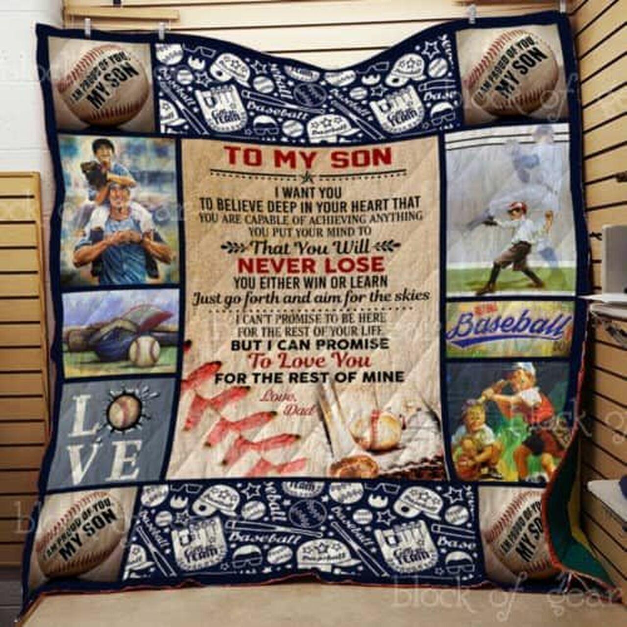 To My Son Baseball Cl2100550Mdq Quilt Blanket and Home Decor