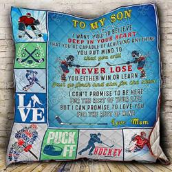 To My Son Hockey Cl18100761Mdq Quilt Blanket and Home Decor