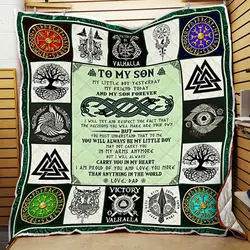 To My Son, My Son Forever, Love Dad, Viking Quilt Blanket and Home Decor