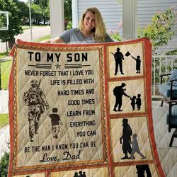 To My Son Soldier Dad Quilt Blanket Dhc1501443Vt and Home Decor