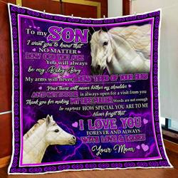 To My Son, Thank You For Making My Life Fuller, Horse Mom Quilt Blanket and Home Decor