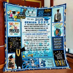 To My Son, Your Senior Year Is Ending, Love Mom, Black Man Quilt Blanket and Home Decor