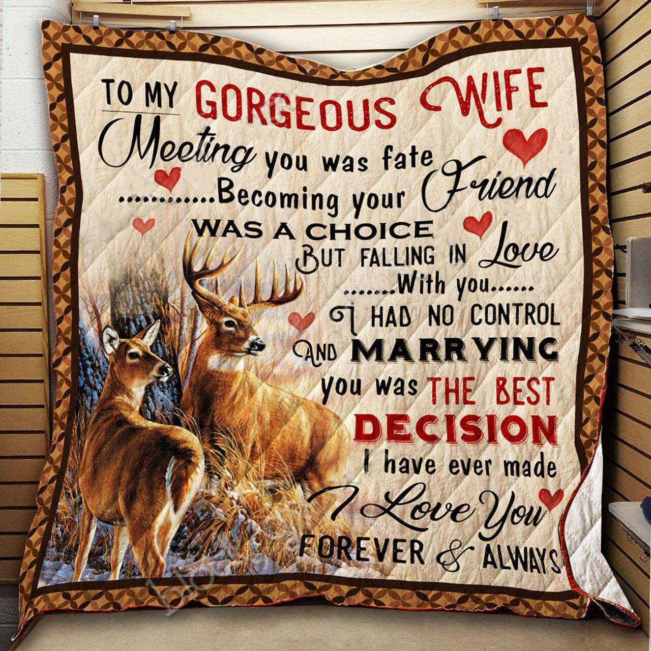 To My Wife Deer Quilt -Tt33Mk-0508 Quilt and Home Decor