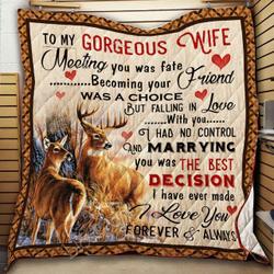To My Wife Deer Quilt -Tt33Mk-0508  Quilt and Home Decor