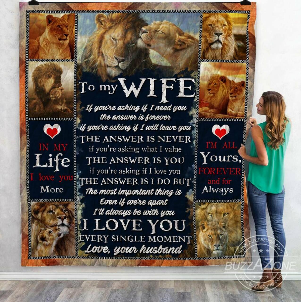 To My Wife Lion Quilt Nh and Home Decor