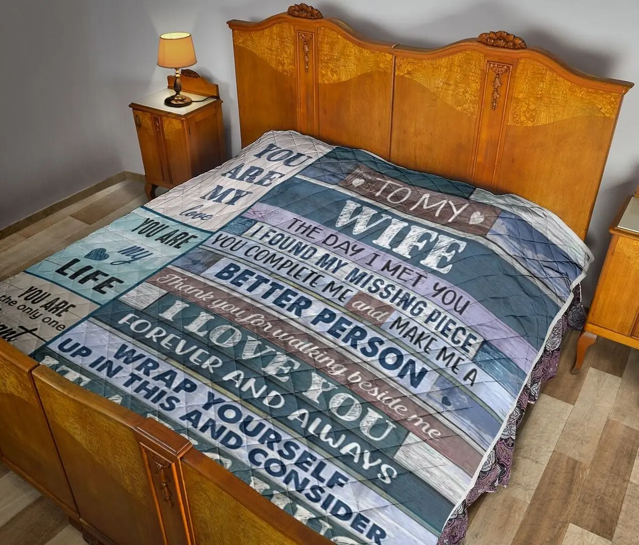 To My Wife The Day I Met You Quilt and Home Decor