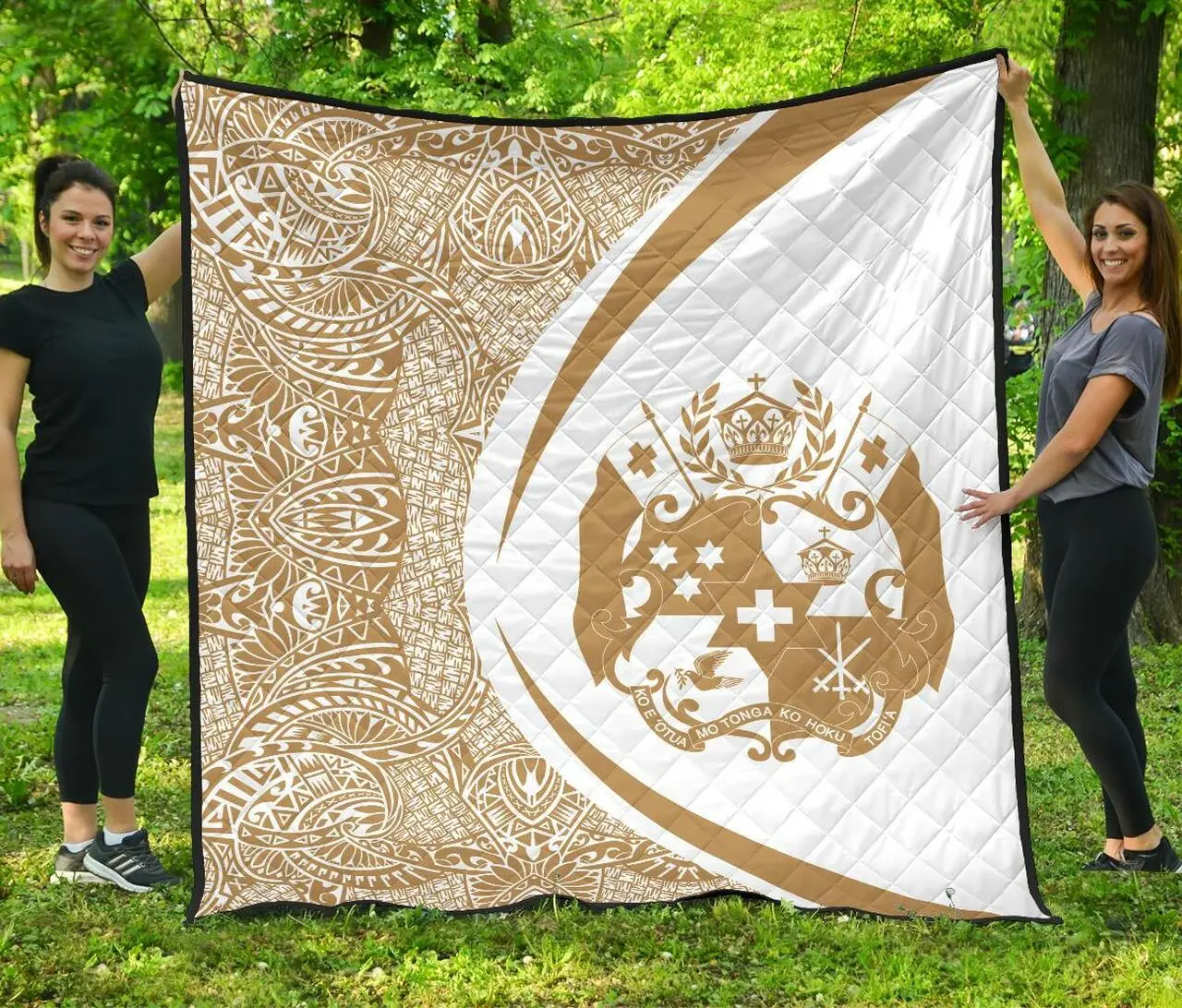 Tonga Coat Of Arms Polynesian Premium Quilt Circle Style 03 J2 Quilt and Home Decor