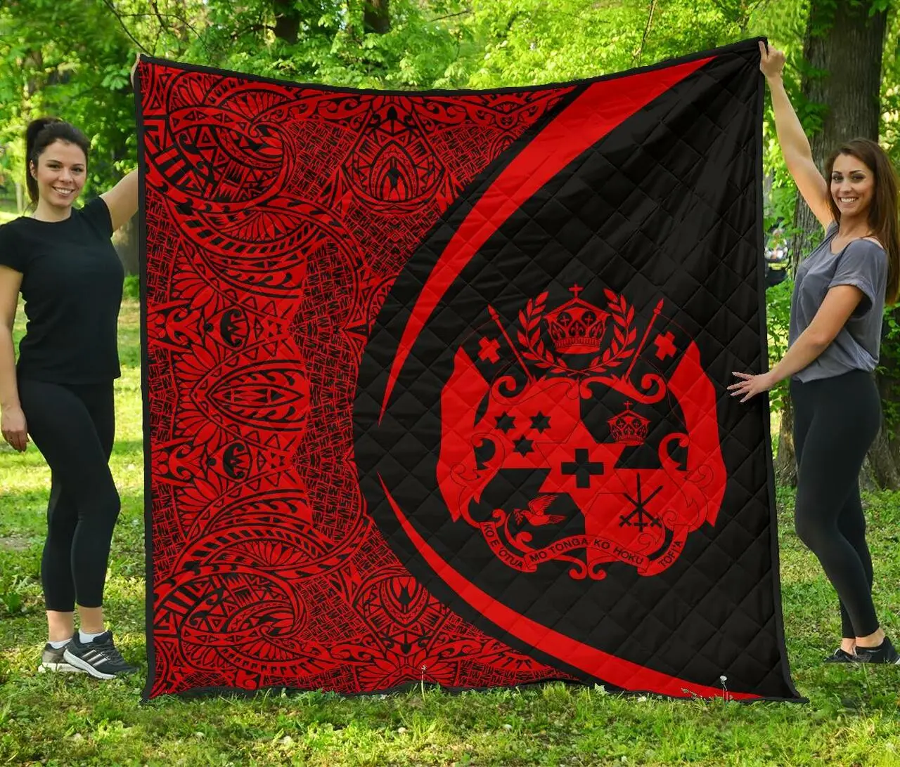 Tonga Coat Of Arms Polynesian Premium Quilt Circle Style 07 J2 Quilt and Home Decor