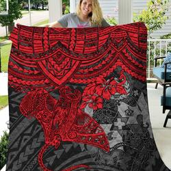 Tonga Polynesian Red Manta Ray Quilt All Over Printed and Home Decor