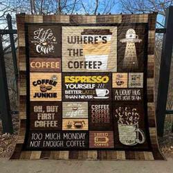 Too Much Monday Not Enough Coffee Quilt Blanket Great Customized Blanket Gifts For Birthday Christmas Thanksgiving and Home Decor