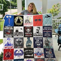 Top Gun T Shirt Quilt Blanket and Home Decor