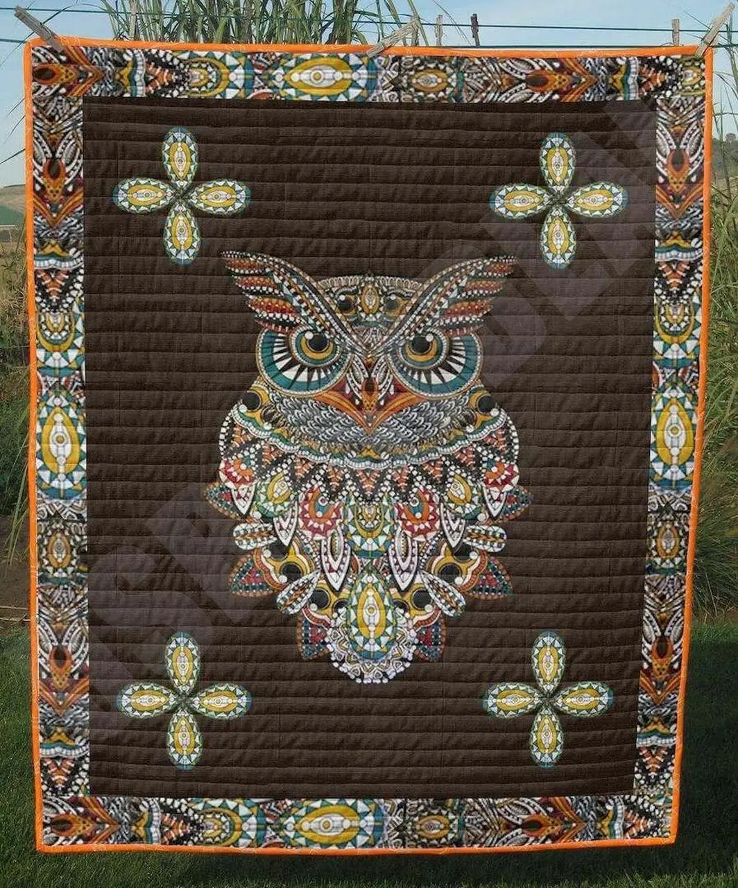 Totem Owl Mandala Clt140648 Quilt Blanket and Home Decor