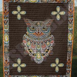 Totem Owl Mandala Clt140648 Quilt Blanket and Home Decor