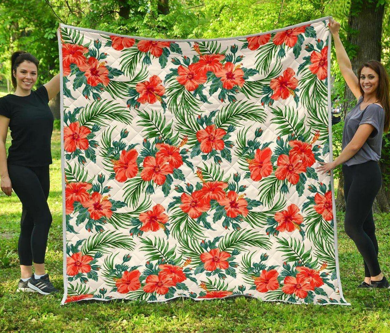 Tropical Hibiscus Blossom CL17100629MDQ Quilt Blanket and Home Decor