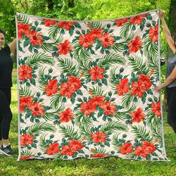 Tropical Hibiscus Blossom CL17100629MDQ Quilt Blanket and Home Decor