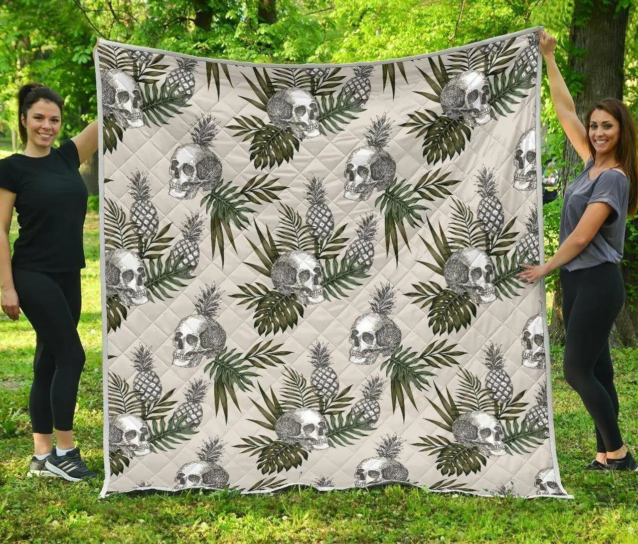 Tropical Pineapple Skull Cl17100636Mdq Quilt Blanket and Home Decor