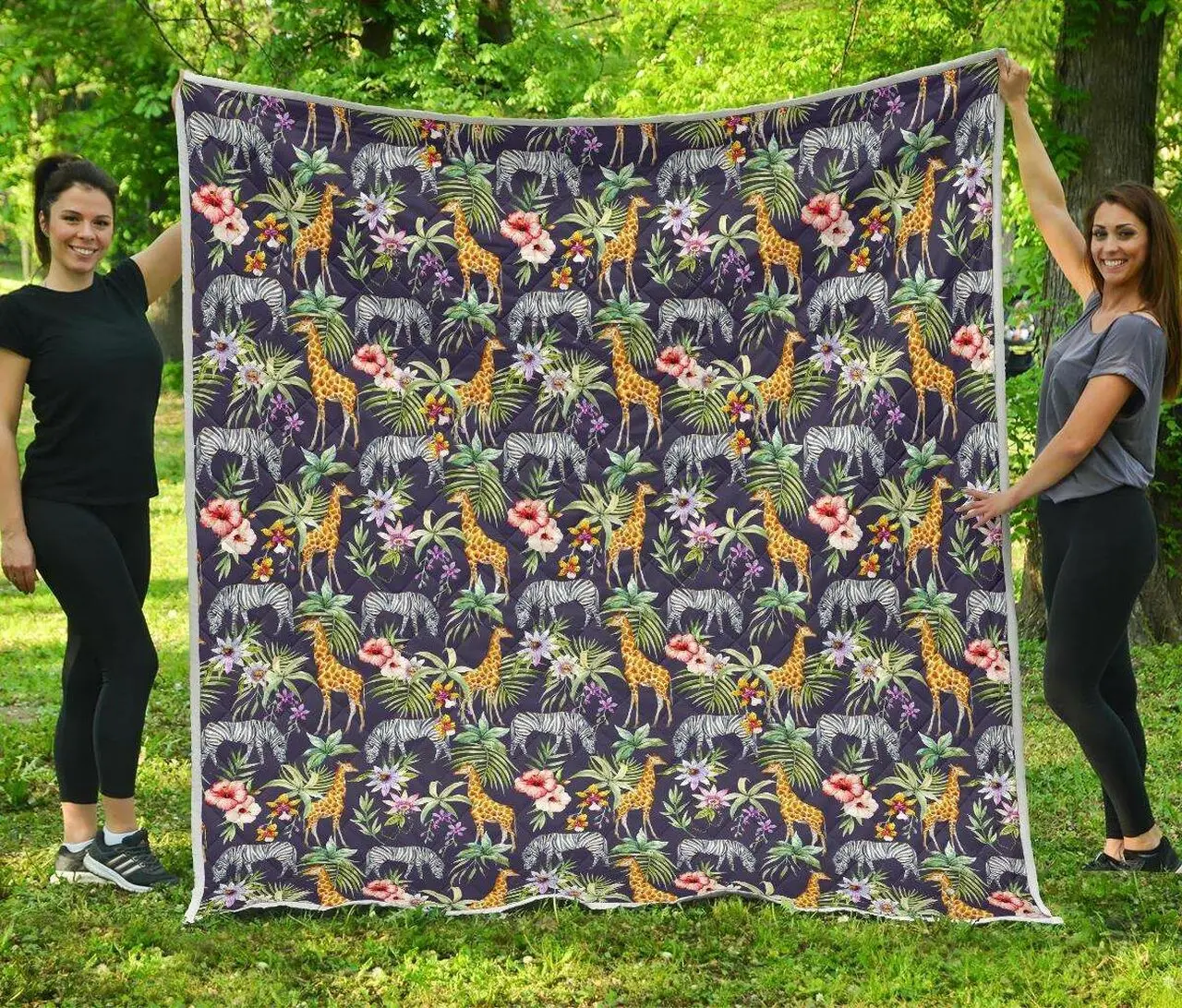 Tropical Zebra Giraffe Cl17100640Mdq Quilt Blanket and Home Decor