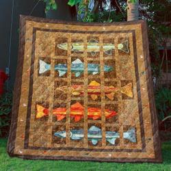 Trout Fishing Hur Quilt vu and Home Decor