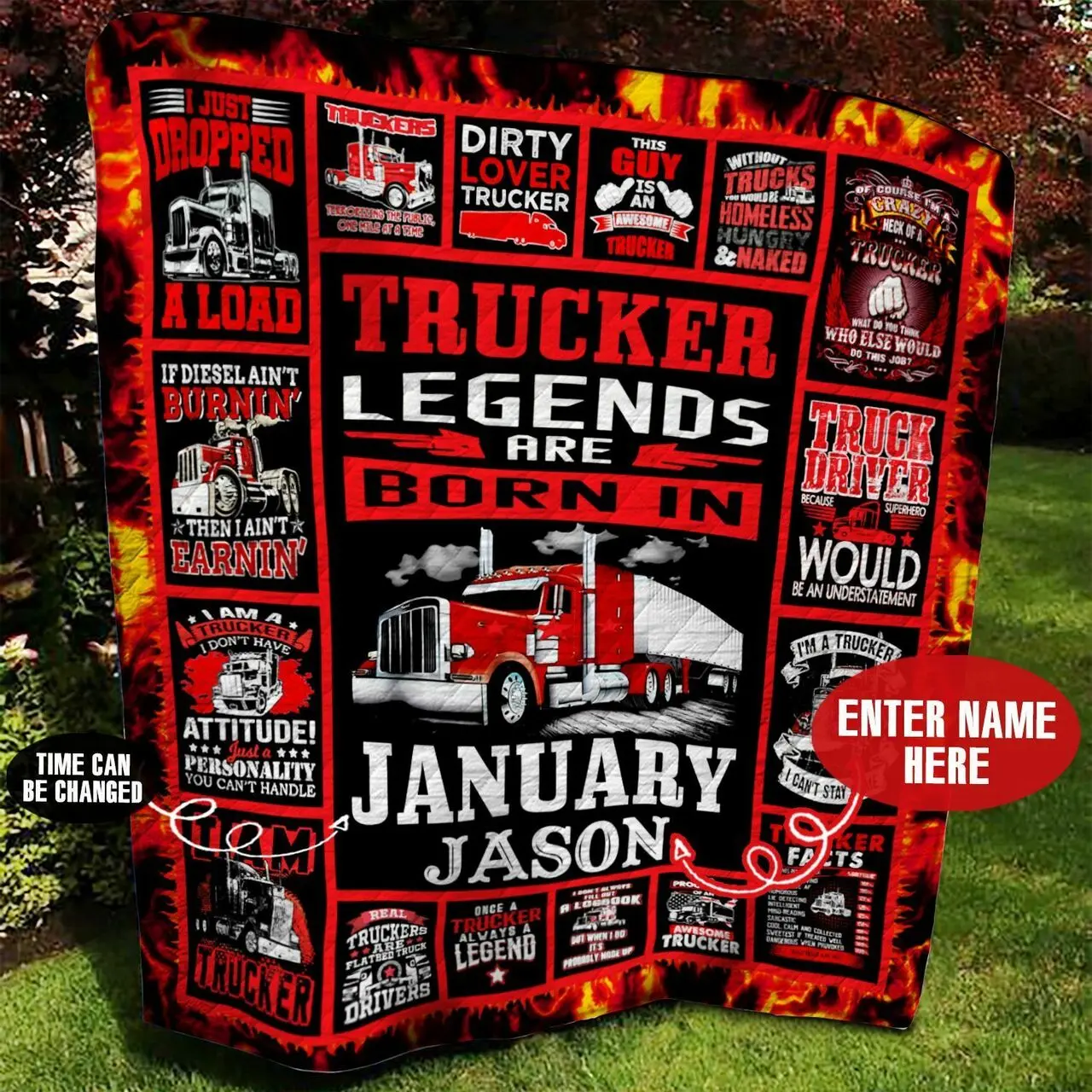 Trucker Wp Personalized Name Quilt wb and Home Decor