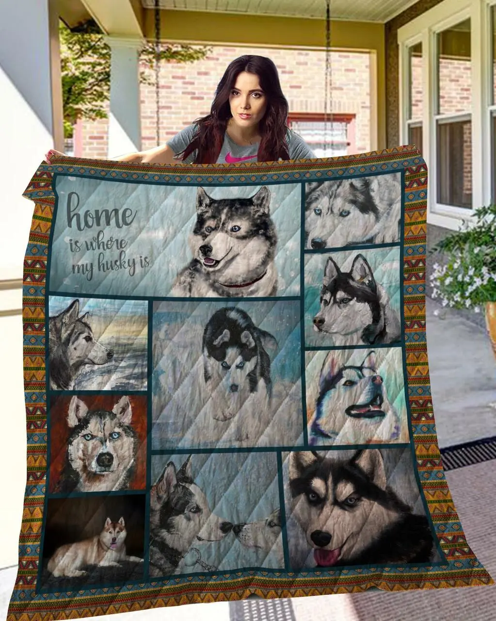 Ttl Dog Husky Quilt Quilt and Home Decor