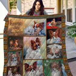 Ttl Dog Papillon Quilt  Quilt and Home Decor