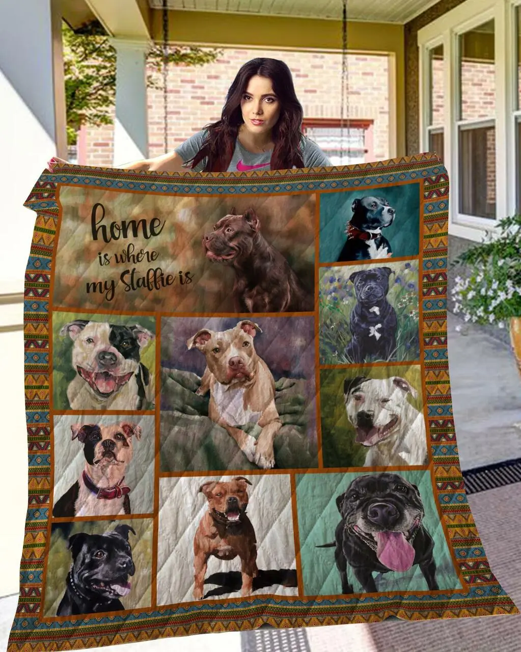 Ttl Dog Staffordshire Bull Terrier Quilt Quilt and Home Decor
