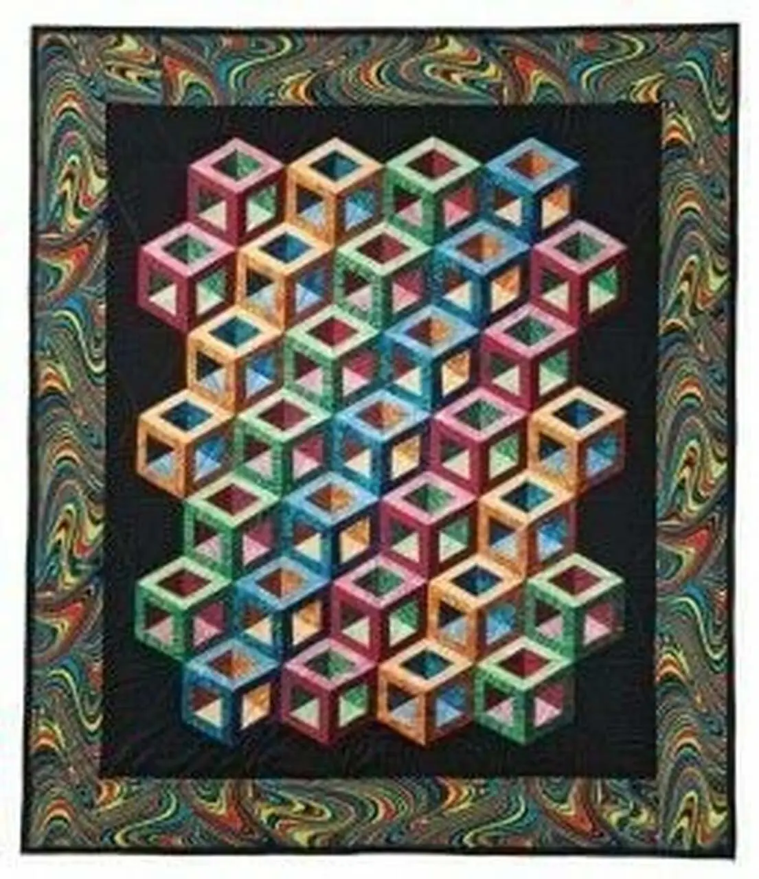 Tumbling Blocks Patchwork Cla1210344Q Quilt Blanket and Home Decor