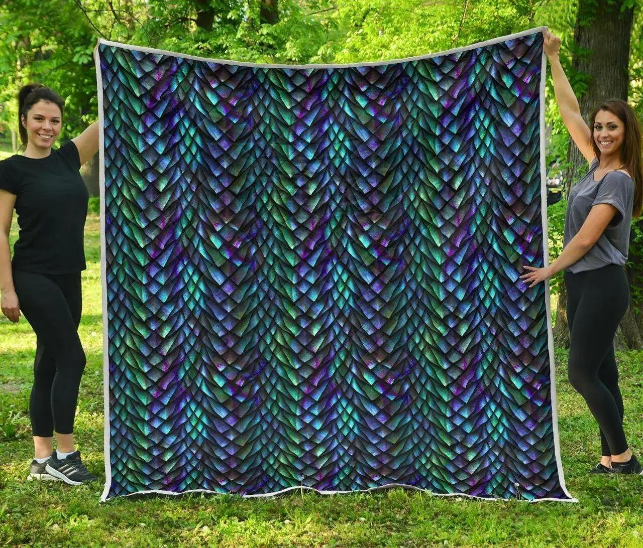 Turquoise Dragon Scales Cl17100642Mdq Quilt Blanket and Home Decor