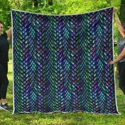 Turquoise Dragon Scales Cl17100642Mdq Quilt Blanket and Home Decor