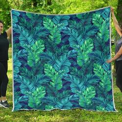 Turquoise Tropical Leaf Cl17100651Mdq Quilt Blanket and Home Decor