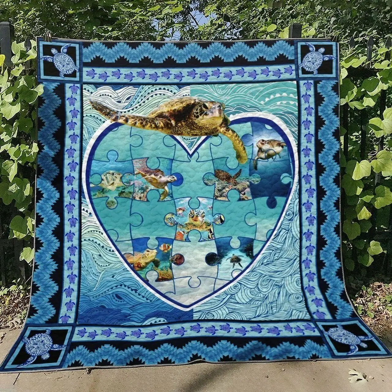 Turtle Cg120733 Quilt Blanket and Home Decor