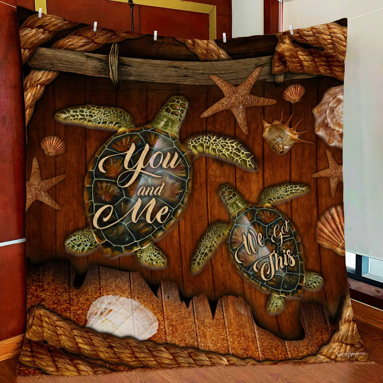 Turtle Couple Quilt Blanket and Home Decor