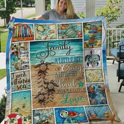 Turtle Family A Little Bit Of Crazy A Little Bit Of Loud And A Whole Lt Of Love Quilt Blanket Great Customized Blanket Gifts For Birthday Christmas Thanksgiving and Home Decor