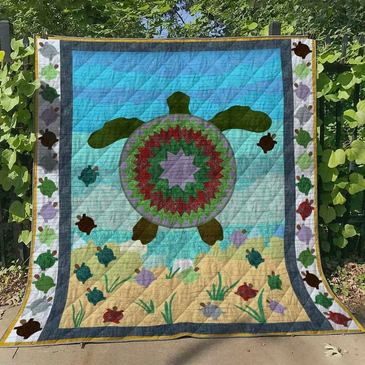 Turtle Hn140629 Quilt Blanket and Home Decor
