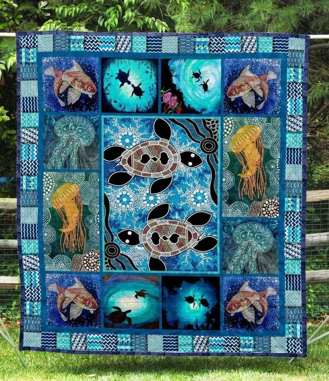Turtle Qh020803C Tbg Quilt Blanket and Home Decor