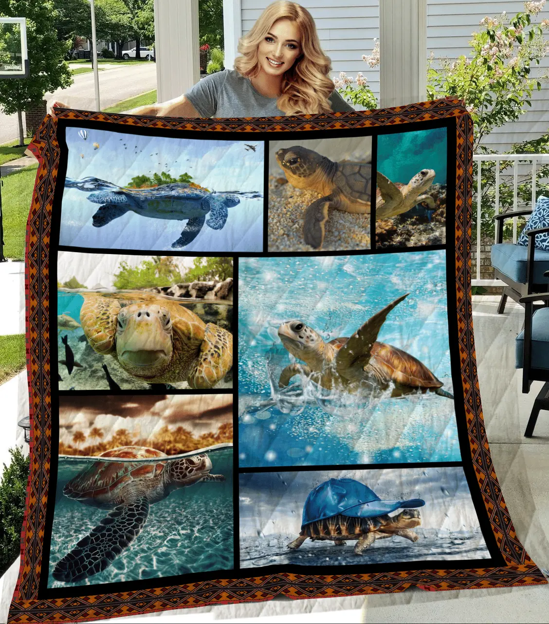 Turtle Quilt Blanket Dhc13123974Vt and Home Decor