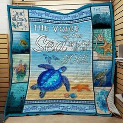 Turtle The Voice Of The Sea Speaks To The Soul Quilt Blanket Great Customized Blanket Gifts For Birthday Christmas Thanksgiving and Home Decor